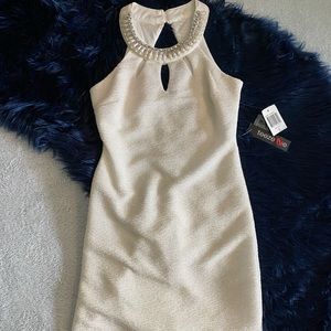 NWT Gorgeous White Rhinestone and Pearl Dress